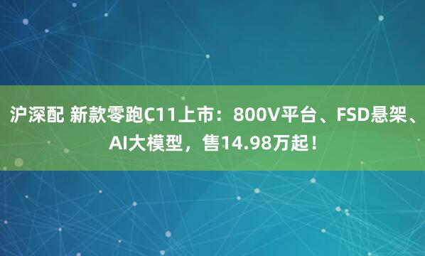 沪深配 新款零跑C11上市：800V平台、FSD悬架、AI大模型，售14.98万起！