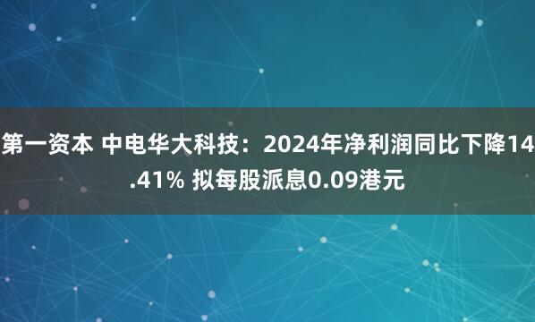 第一资本 中电华大科技：2024年净利润同比下降14.41% 拟每股派息0.09港元